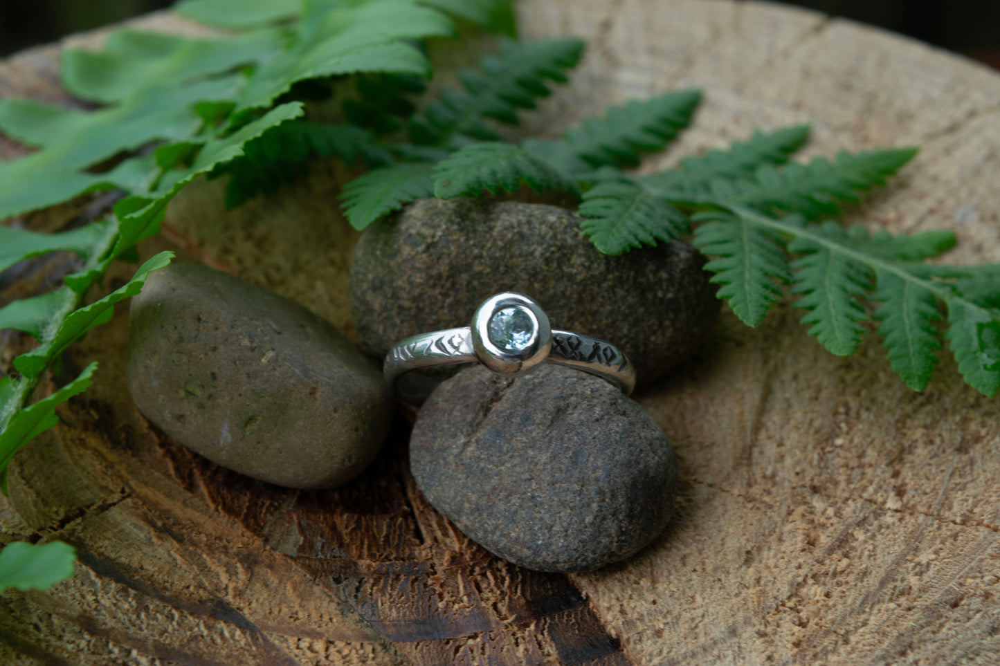 Blue Topaz Gypsy Ring size Q