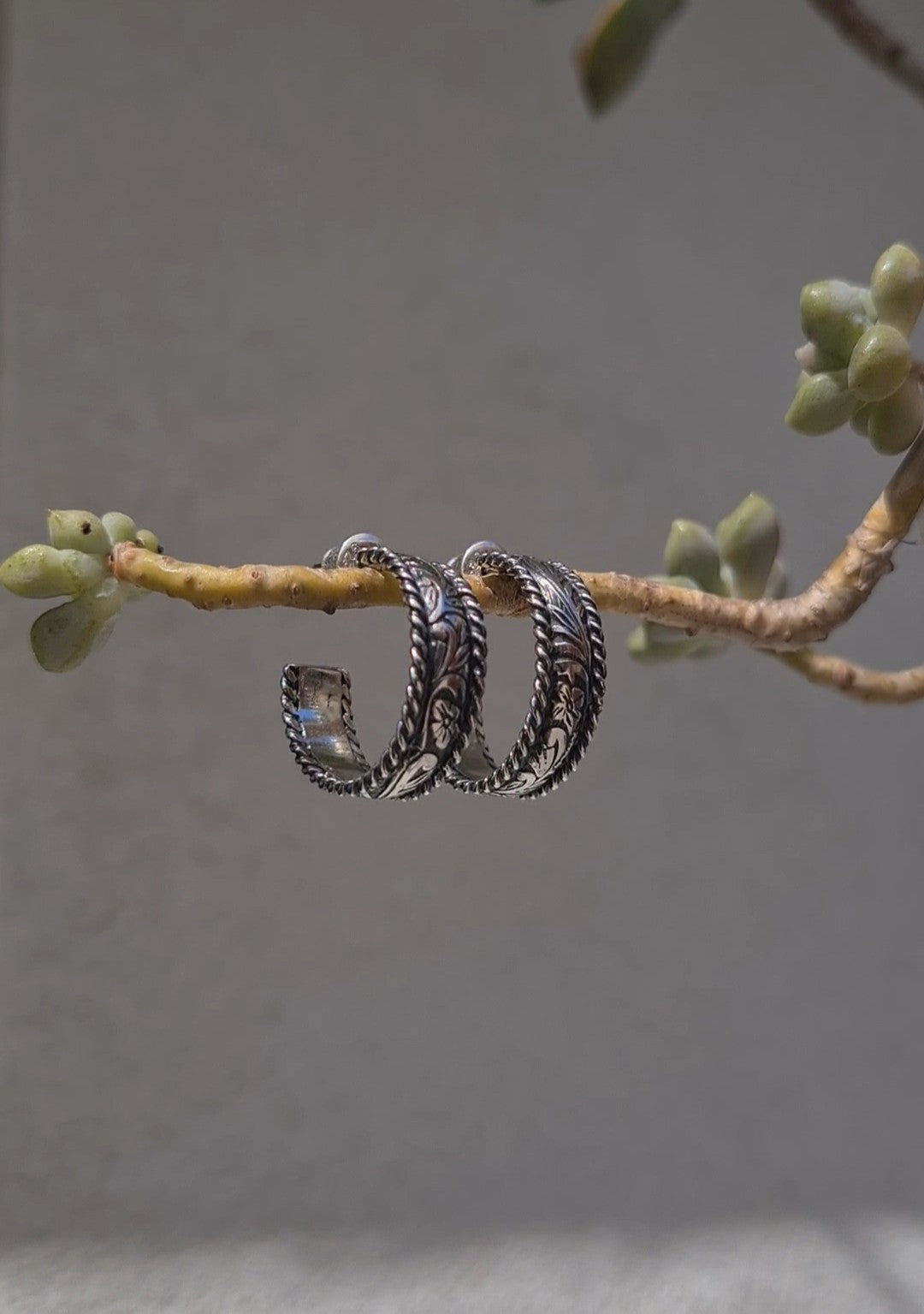 Sterling silver floral hoops