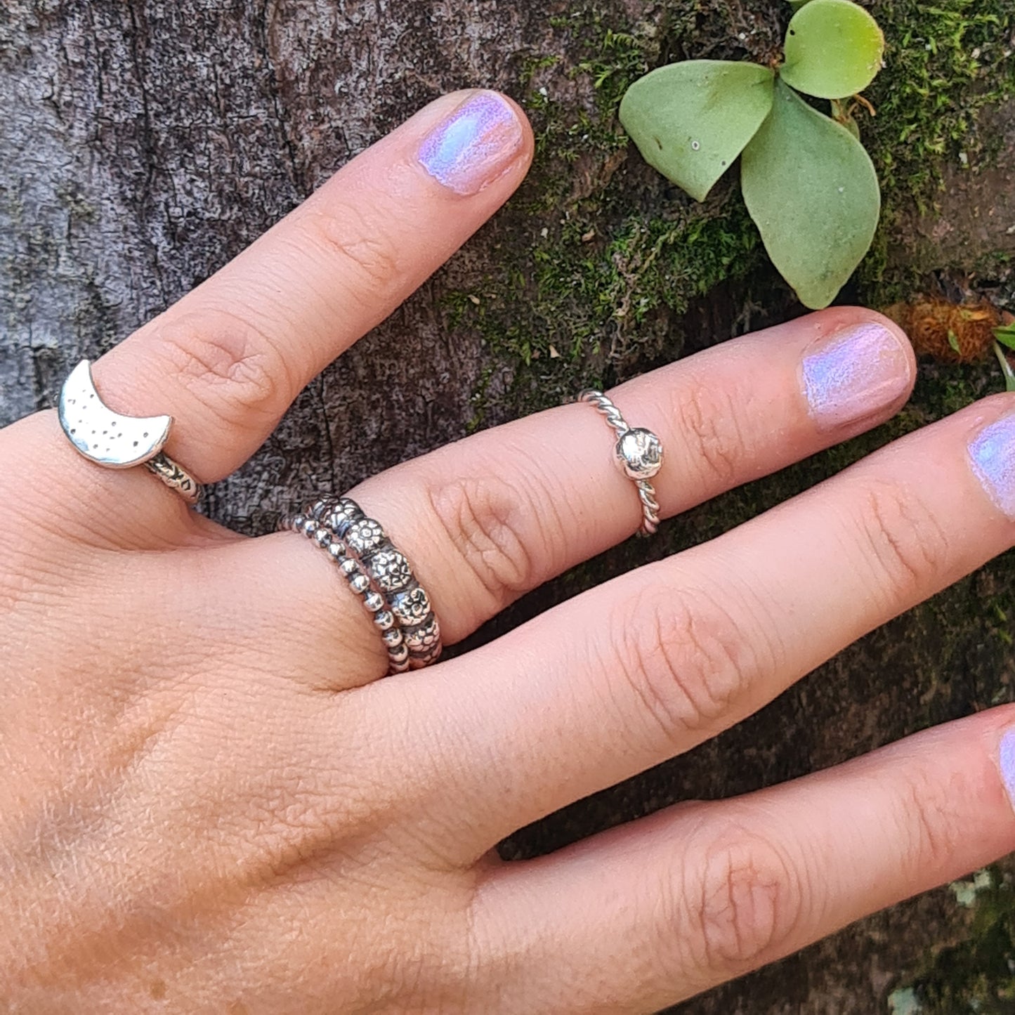 Sterling silver flower ring size M