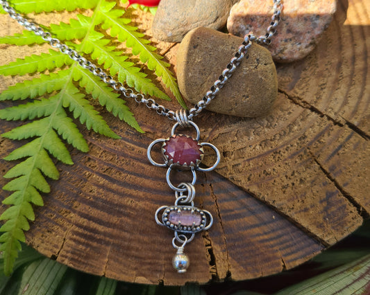 Sterling silver pink tourmaline necklace