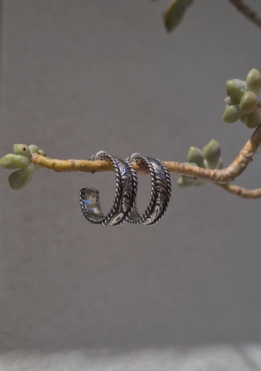 Sterling silver floral hoops