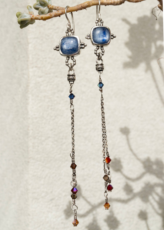 Stirling Silver Kyanite ear hooks